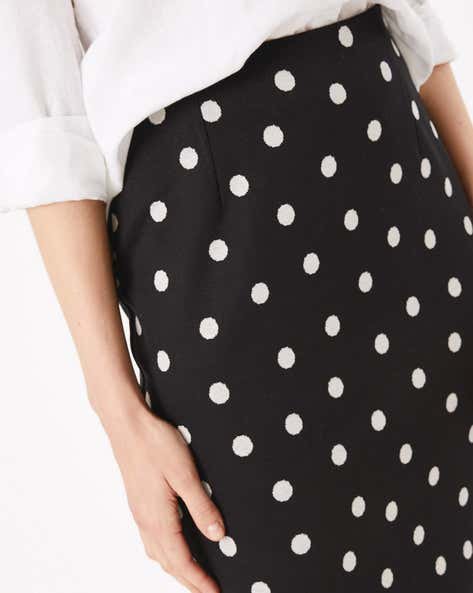 Polka dot knee length skirt