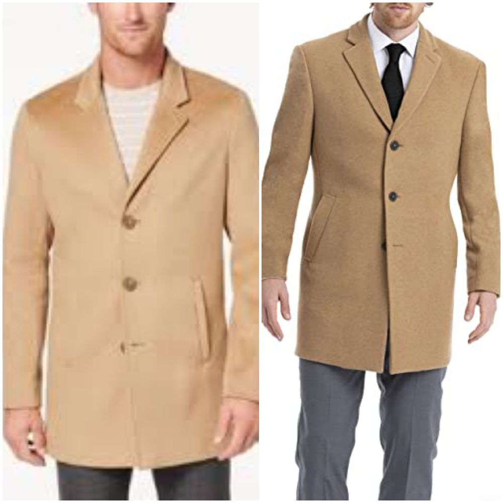 Manteau beige foncé pour homme.