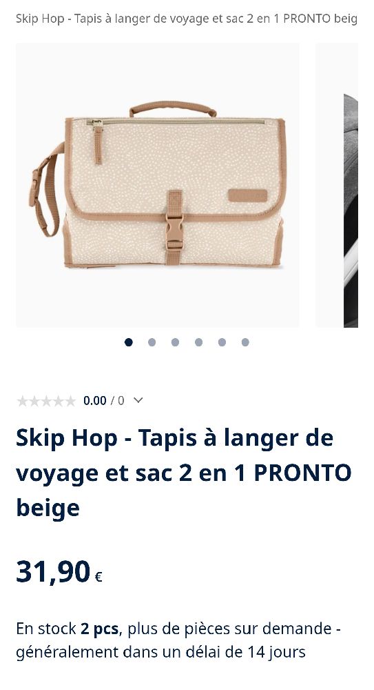 Skip Hop - Tapis à langer de voyage et sac 2 en 1 PRONTO beige
