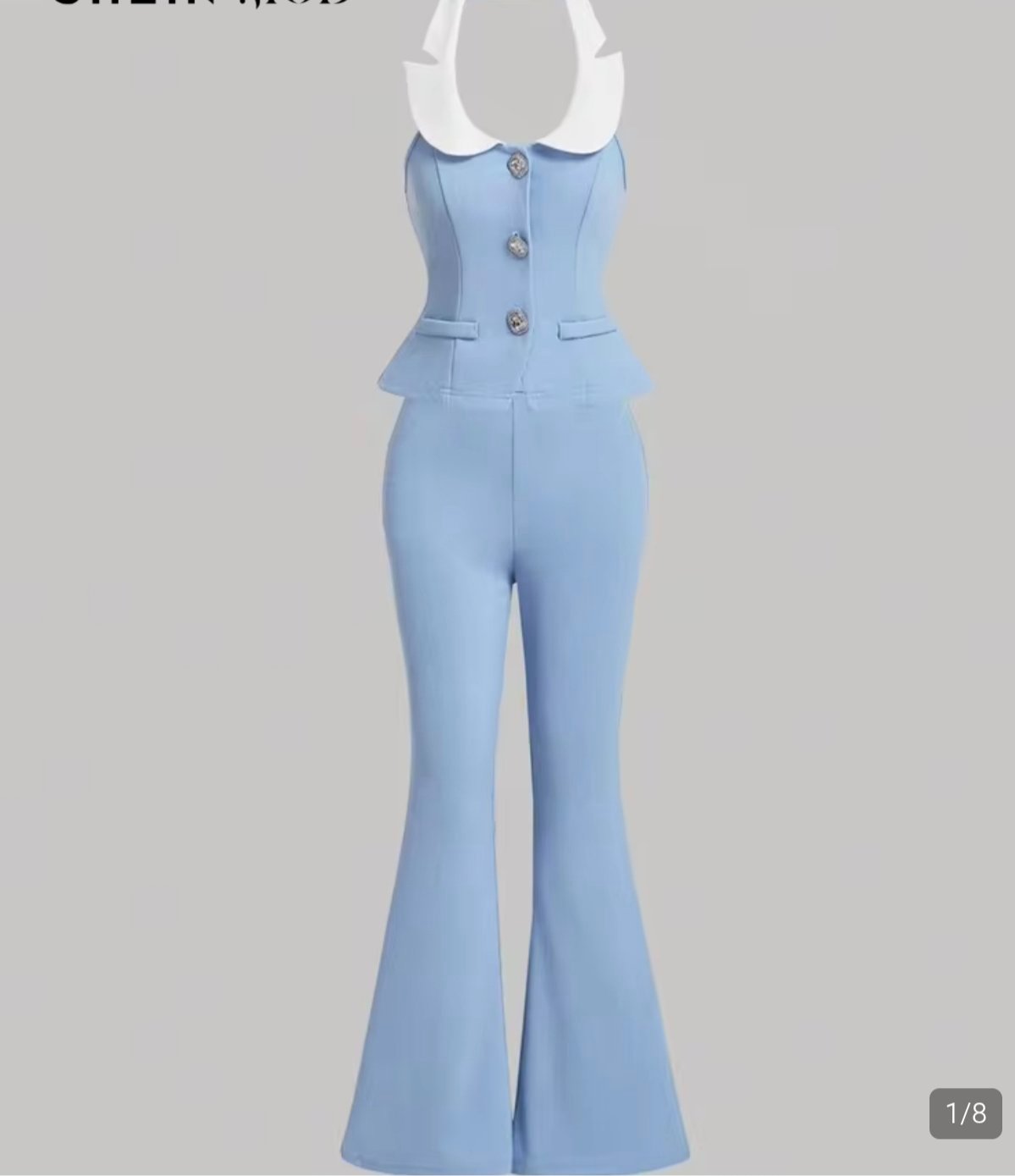 SHEIN MOD Ensemble femme élégant et chic top style licou et pantalon évasé taille L