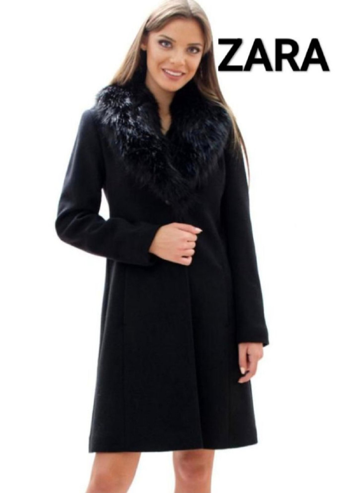 Manteau zara taille 38 col fourrure amovible 
