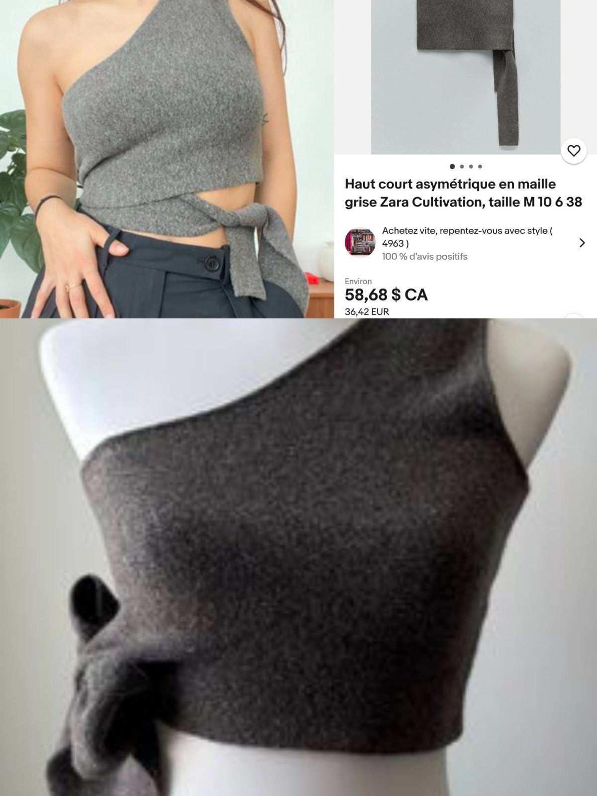 Haut zara taille L en maille 