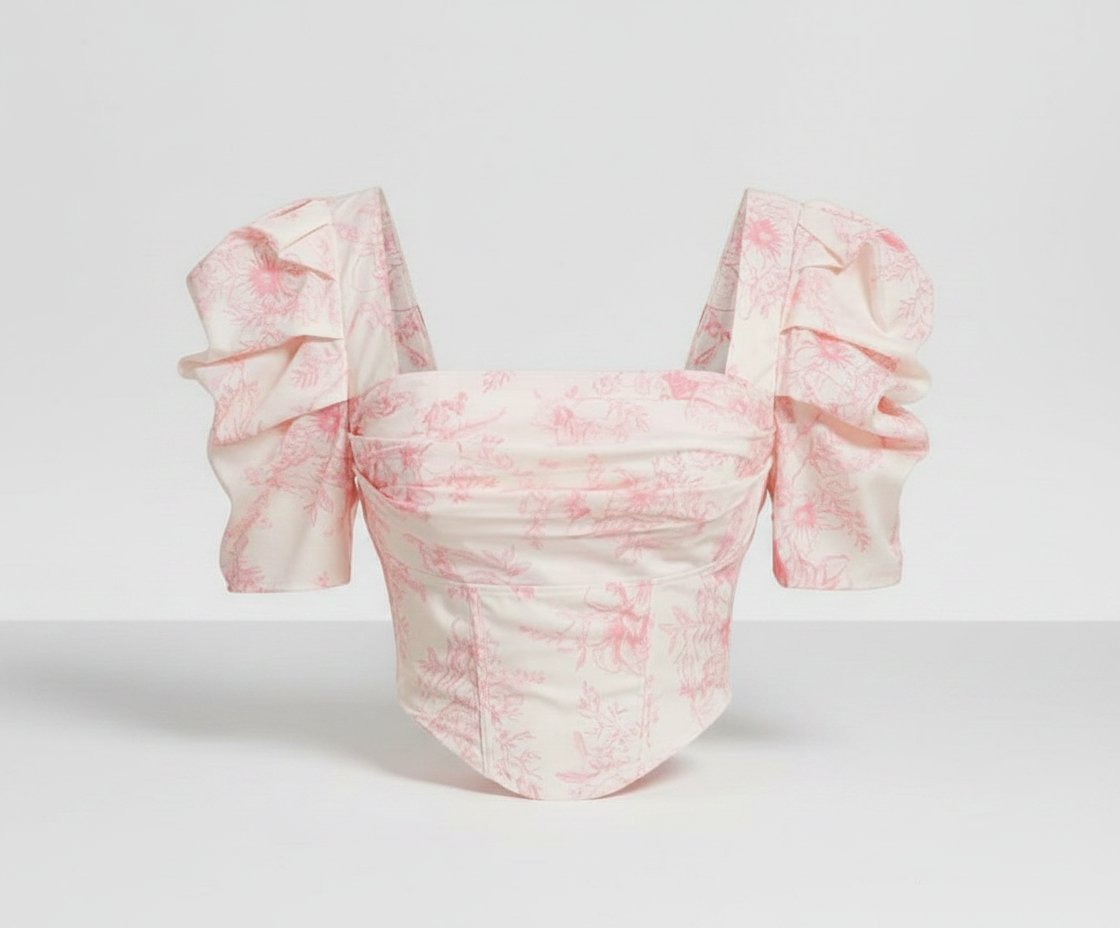 Top corset imprimé toile de jouy taille s m