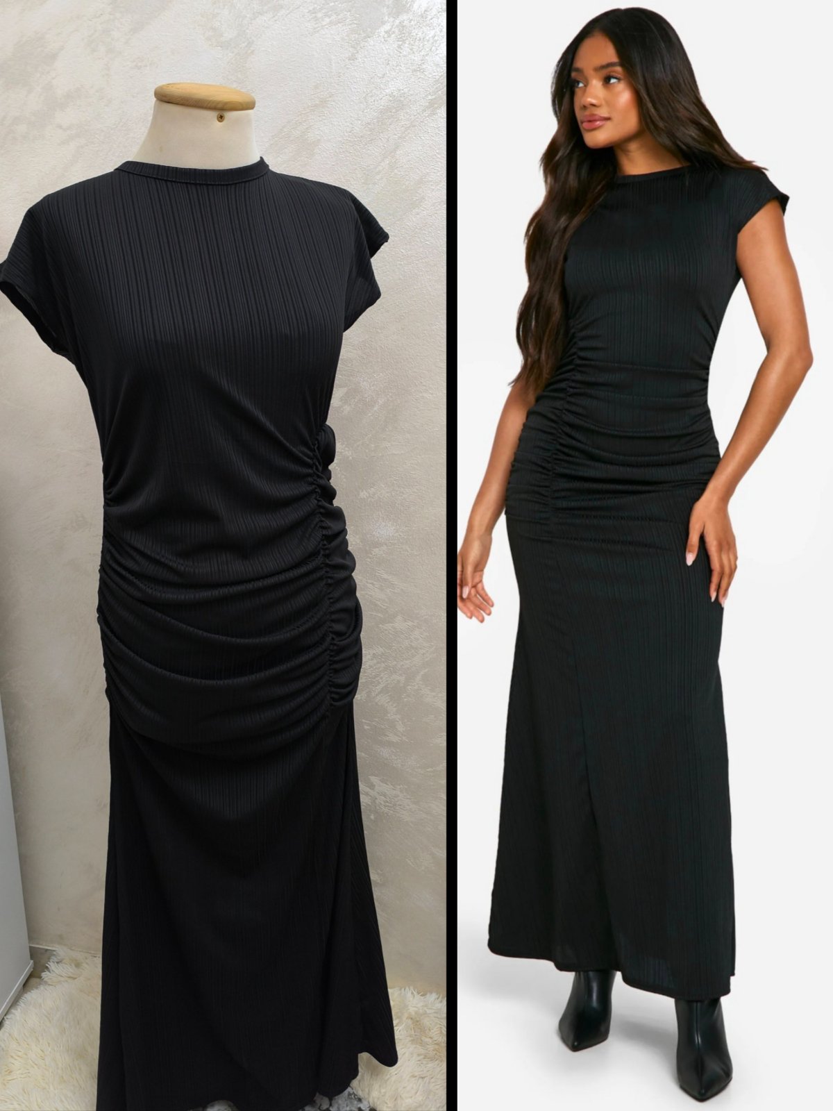 Robe maxi moulante texturée a fronces taille 42