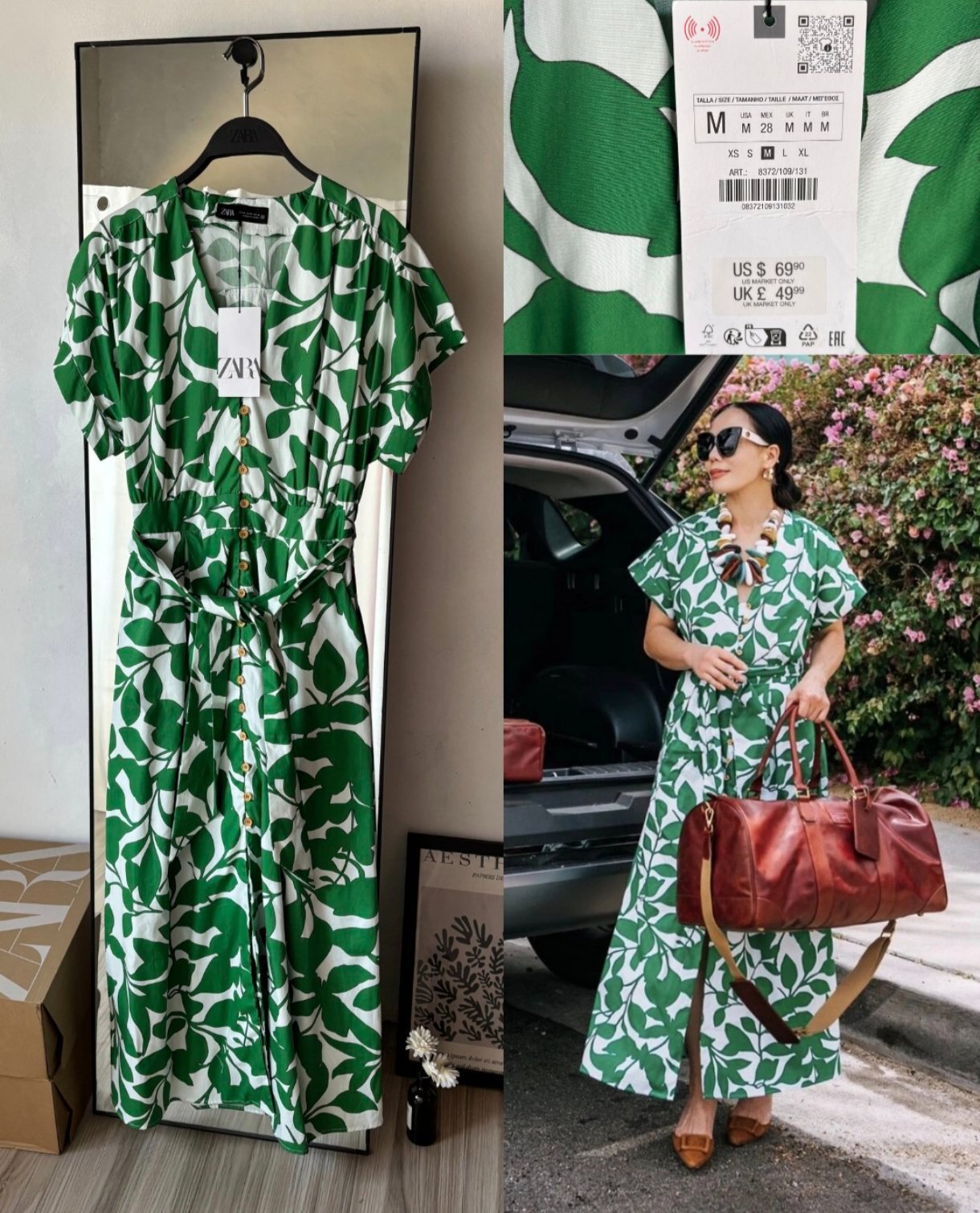 Robe zara  100%coton printemps été imprimé et ceinturée tt neuf avec étiquette 