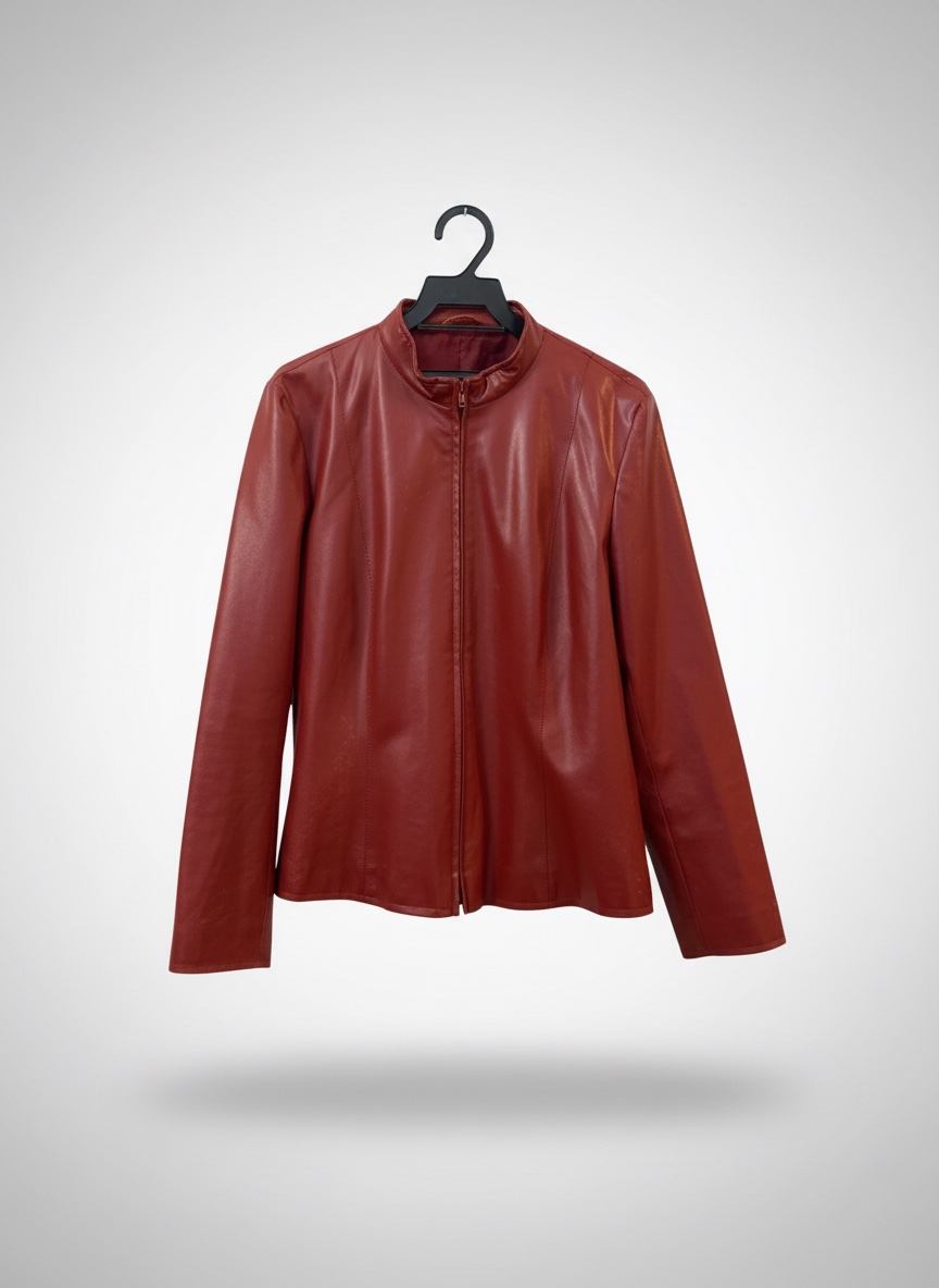 Veste similicuir rouge bordeau