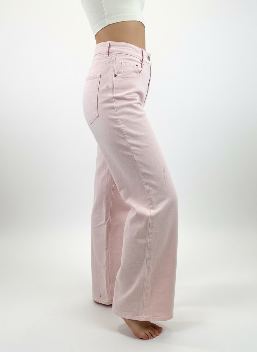 Pantalon jeans rose bebe large h&m