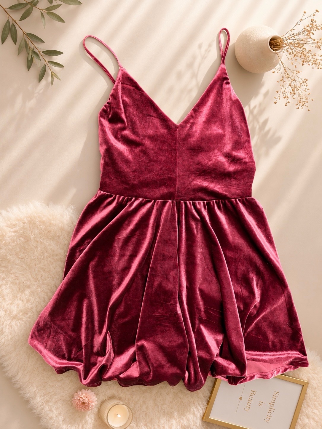 Robe en velours bordeaux