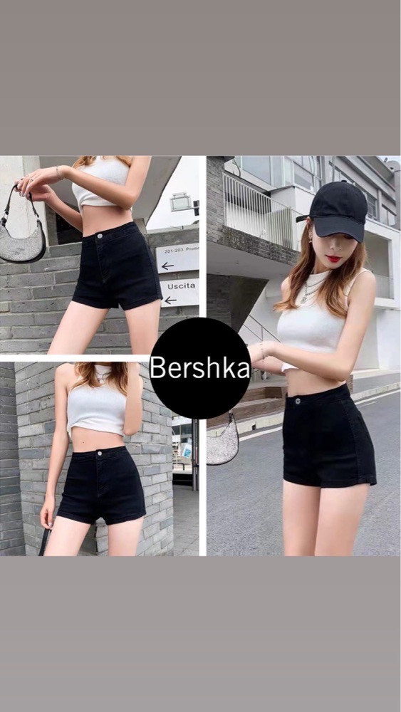 Short taille haute denim BERSHKA stretch 36/38