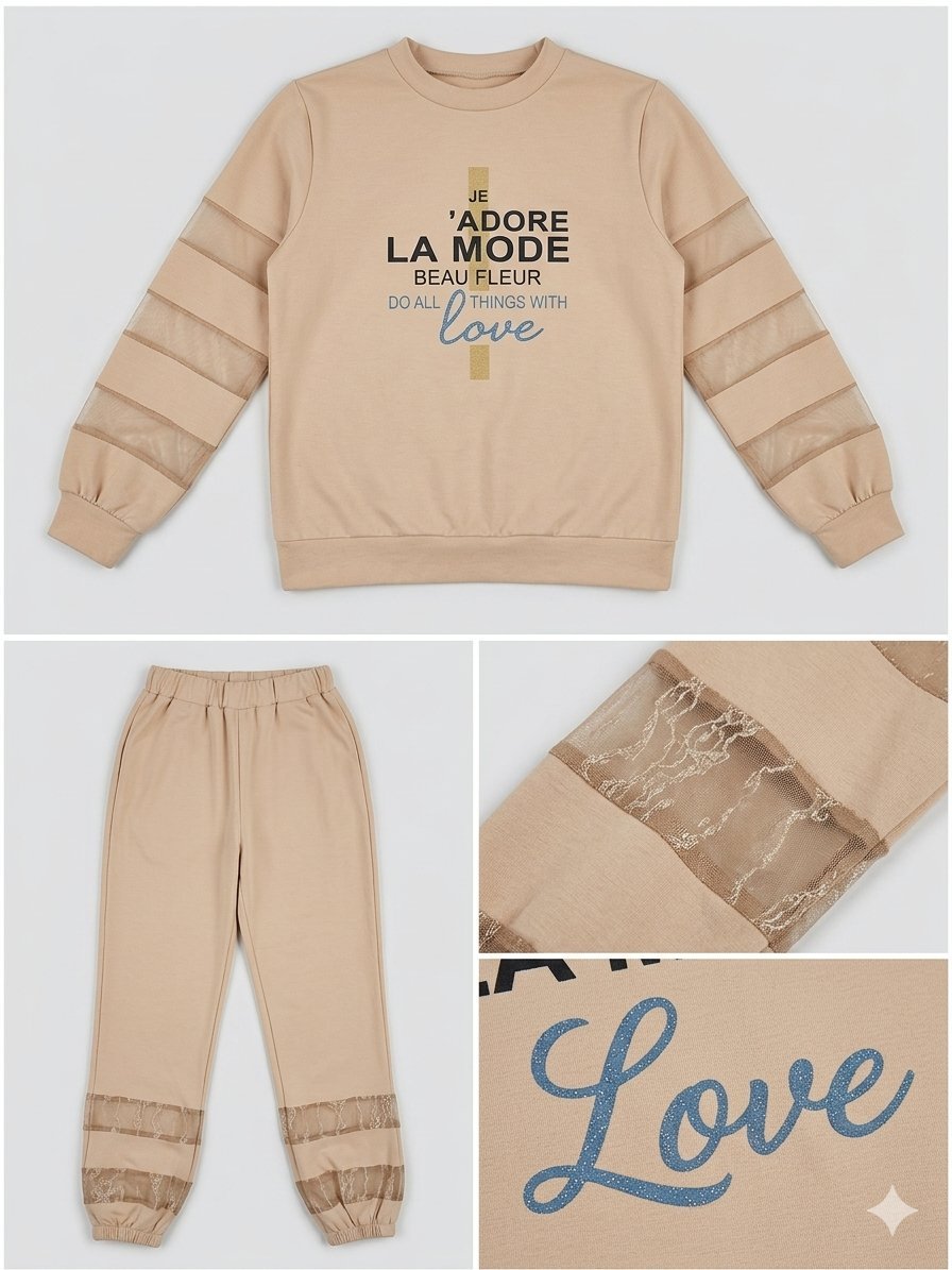 Ensemble jogging beige 