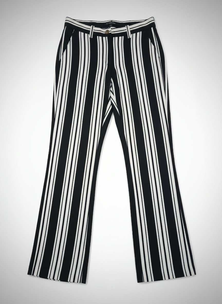 Pantalon fluide à rayures verticales noires et blanches