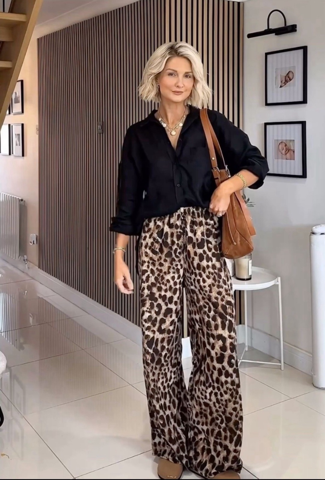 Pantalon satin léopard, taille 36