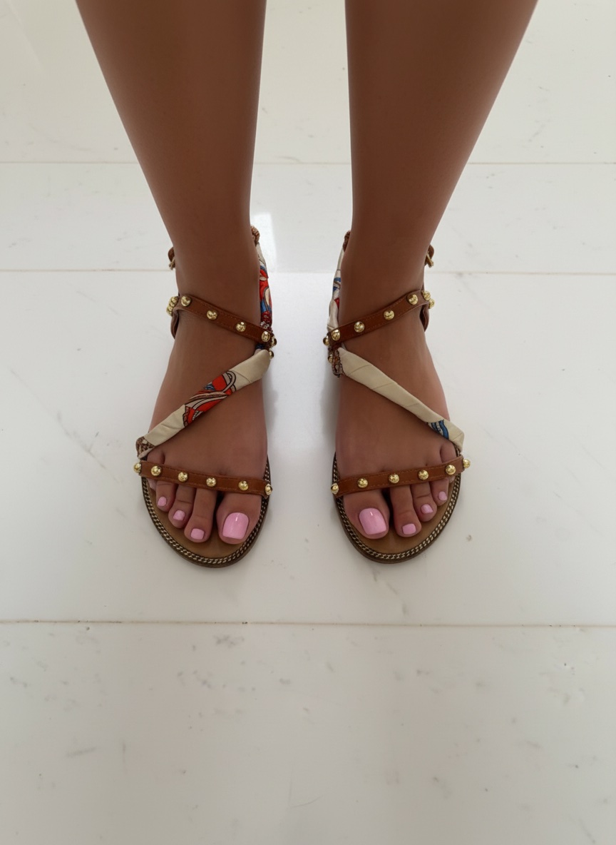 Sandales camel foulard