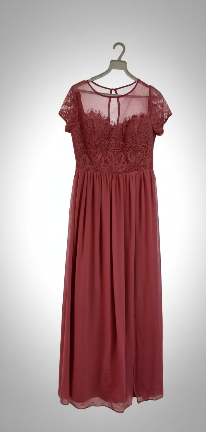 Robe longue élégante couleur vieux rose / rose poudré