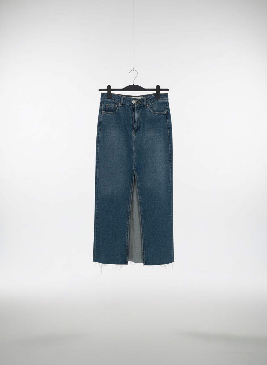 Jupe longue en jean fendue – Stradivarius