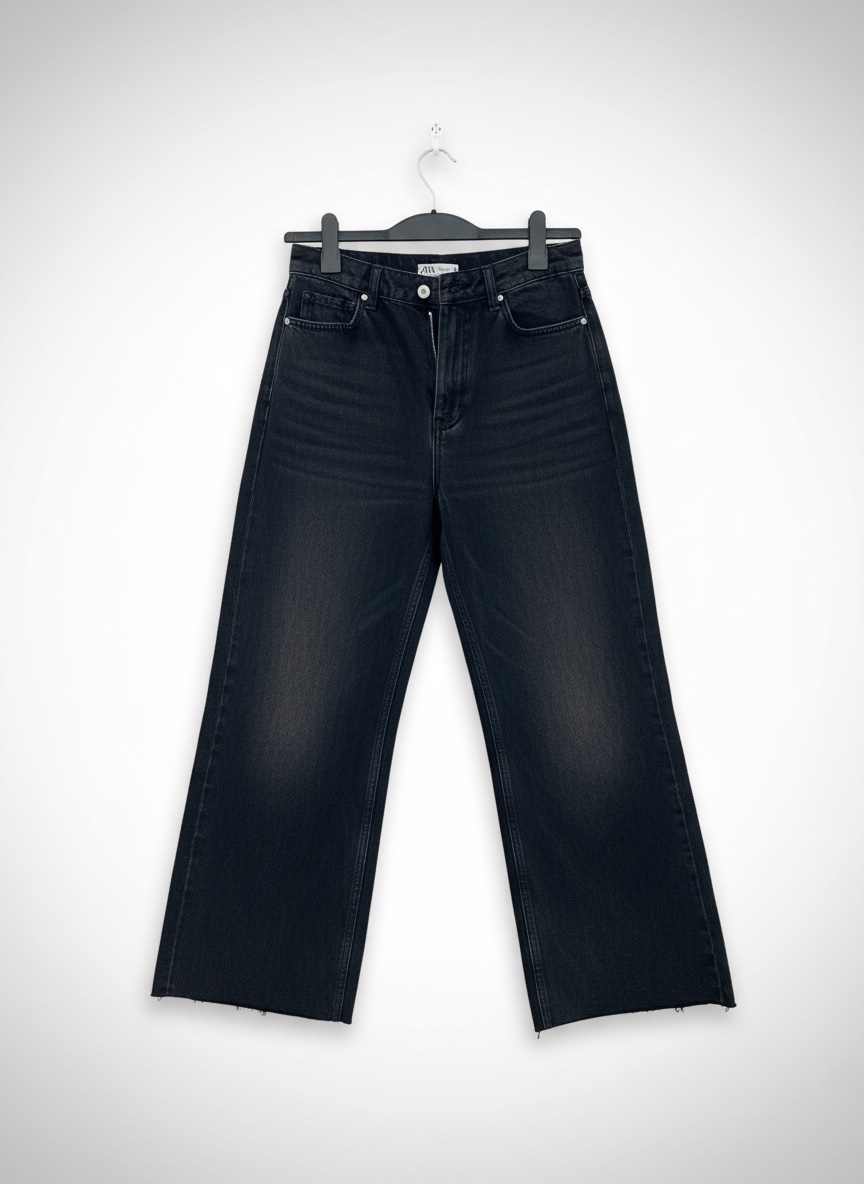 Jean wide leg délavé noir – Zara