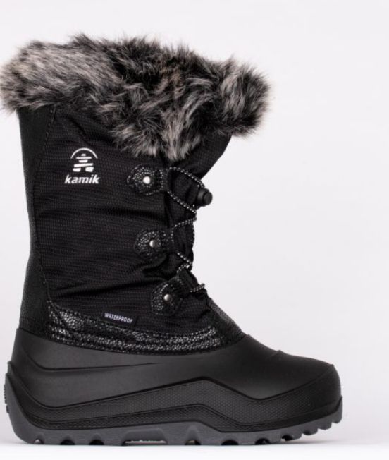 bottes d'hiver imperméable noire en fourure 
