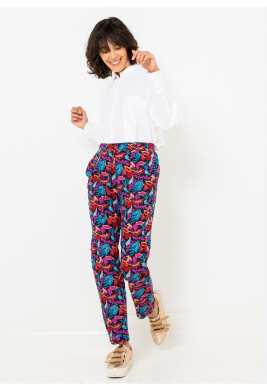 pontalon  coupe droite  pour femme fleuris made in italie taille M/L