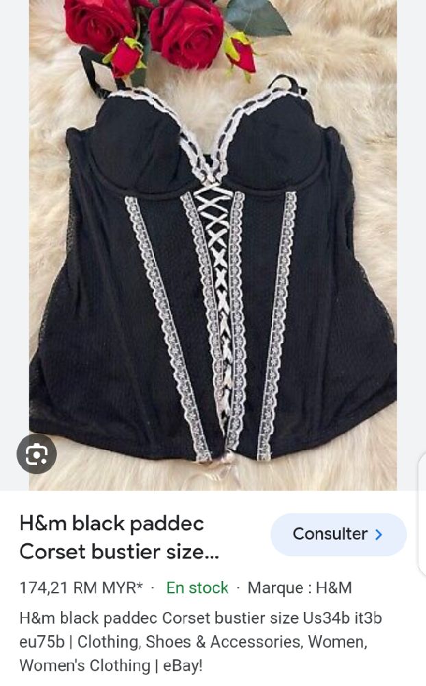 corset noir et blanc dentelle H&M