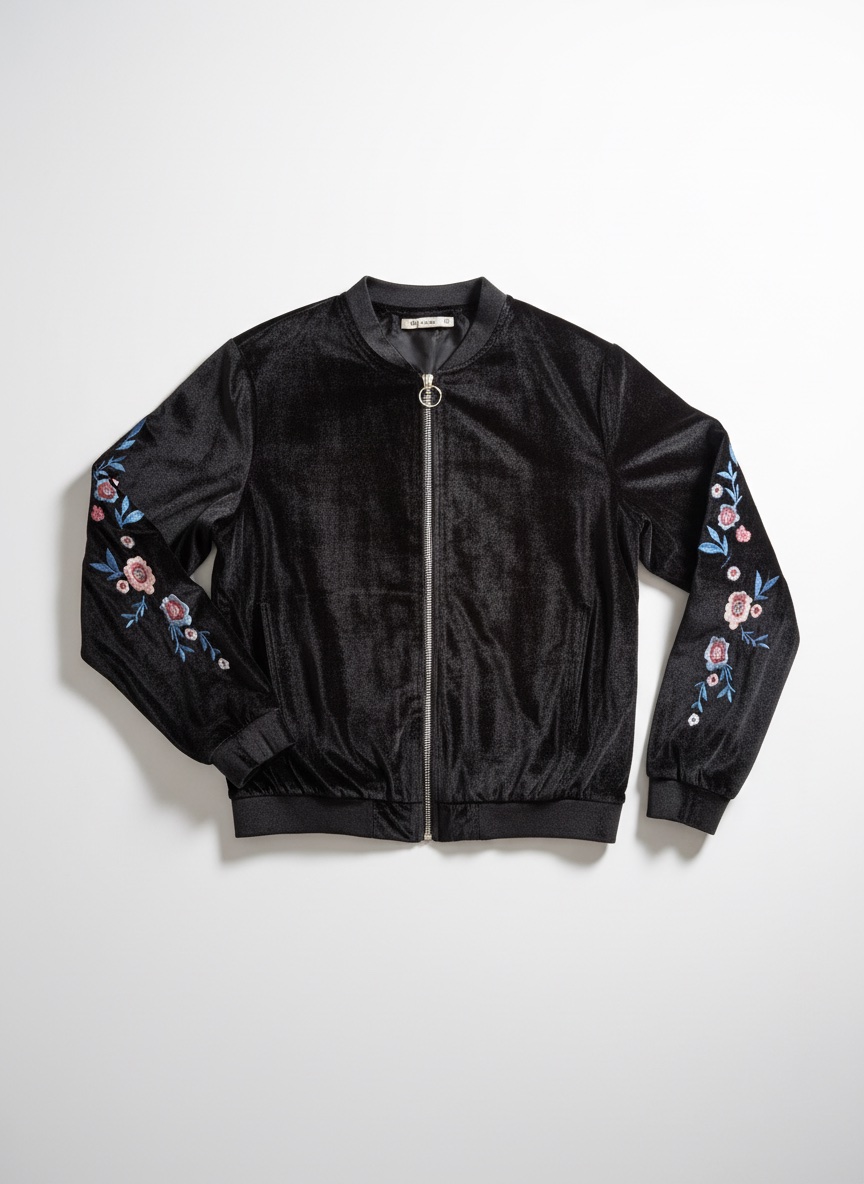 Gilet noir avec des fleurs taille xs