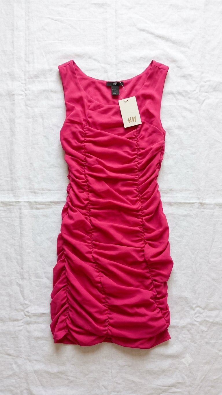 Robe H&M Rose bonbon drapée - Taille S (NEUVE)