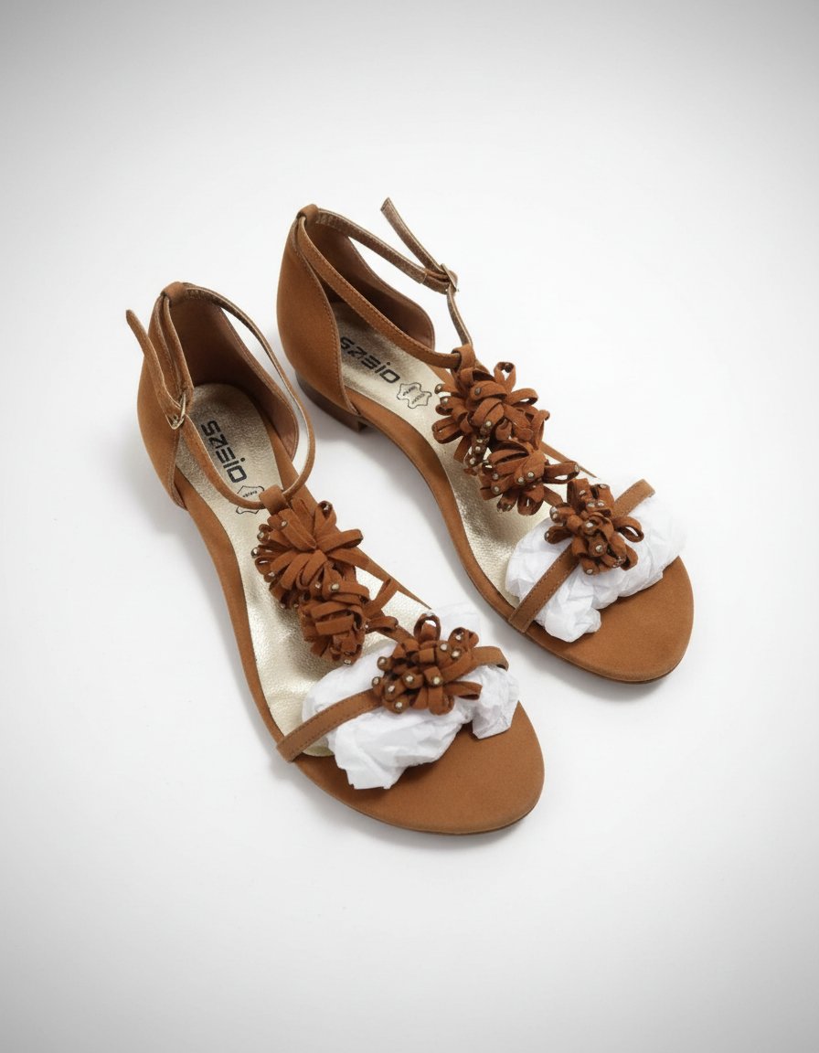 Sandales plates en cuir tout neuf