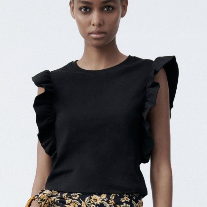 Top à volants zara noir