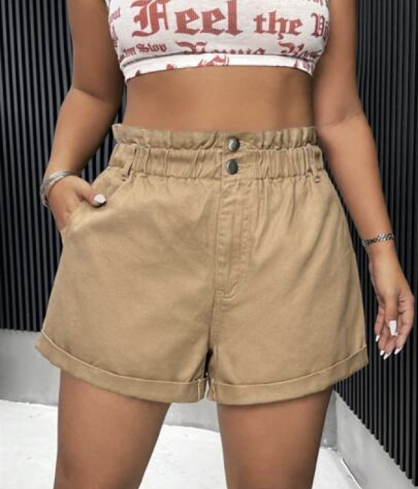 Short taille haute plissé