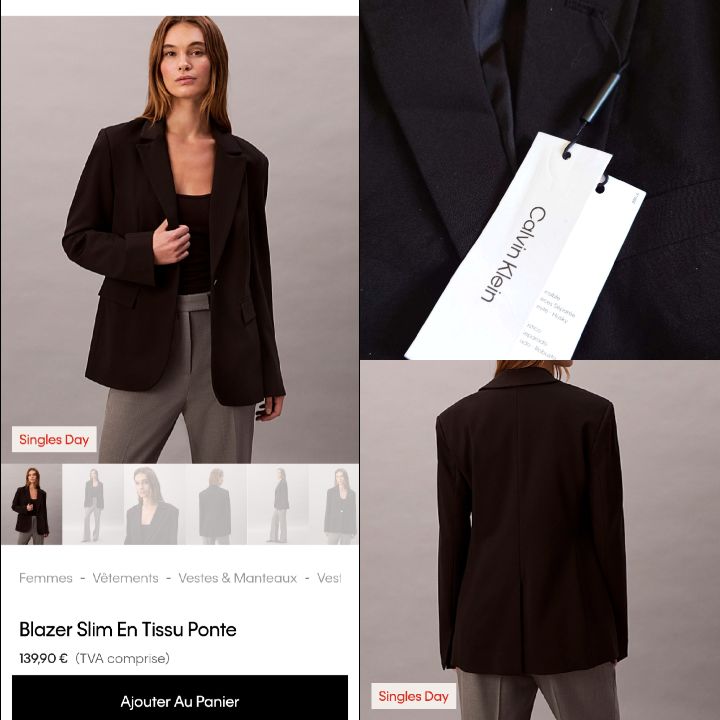 Blazer noir classique Calvin Klein tt neuf