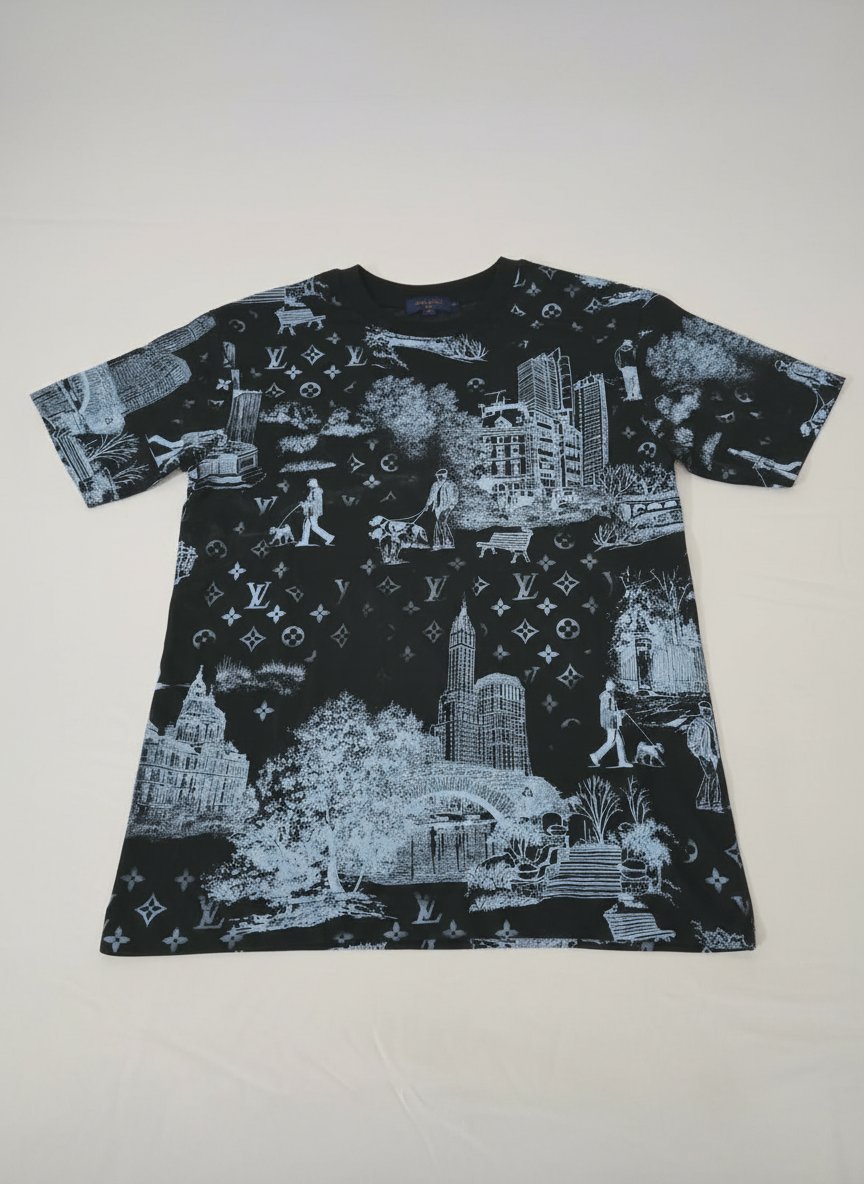 T-shirt Louis Vuitton Imprimé Monogramme & Paysage - Authentique