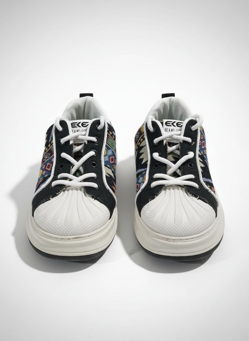 Baskets Style Boho & Shell Toe – Motif Géométrique –de la marque  EKE_BEAWD-ECE . UNISEX ( hommes et femmes)