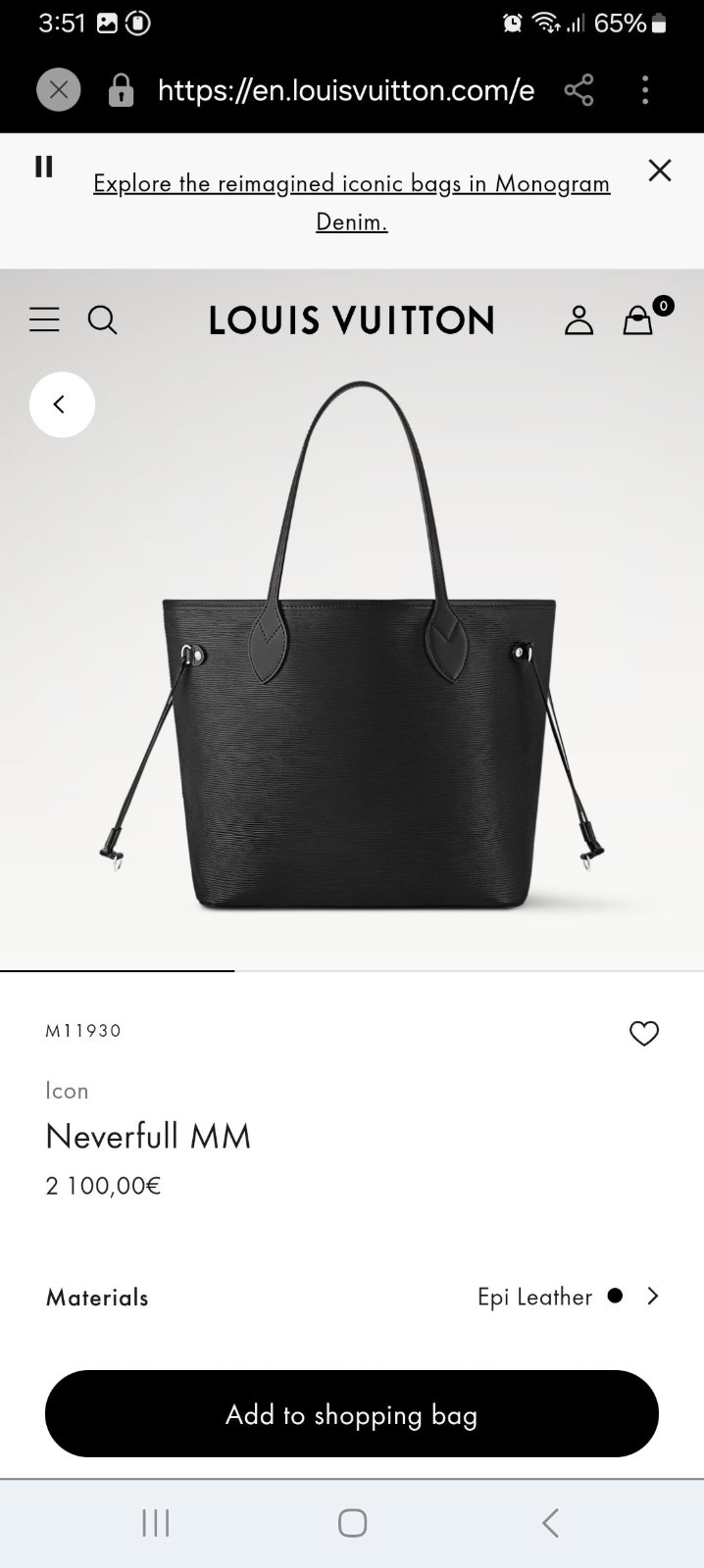 A vendre Sac Louis Vuitton Neverfull MM en cuir Épi noir avec pochette assortie