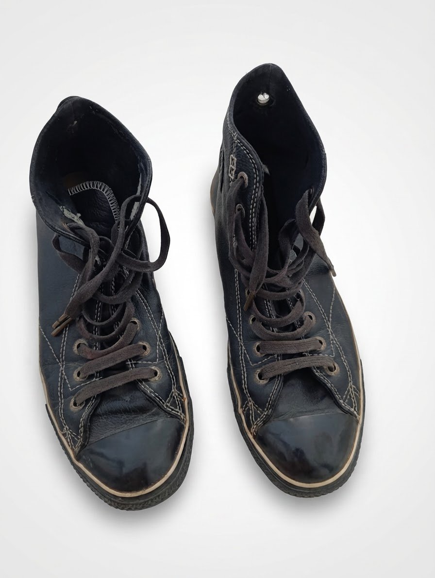 Baskets Converse All Star Montantes Cuir Noir - Pointure 43