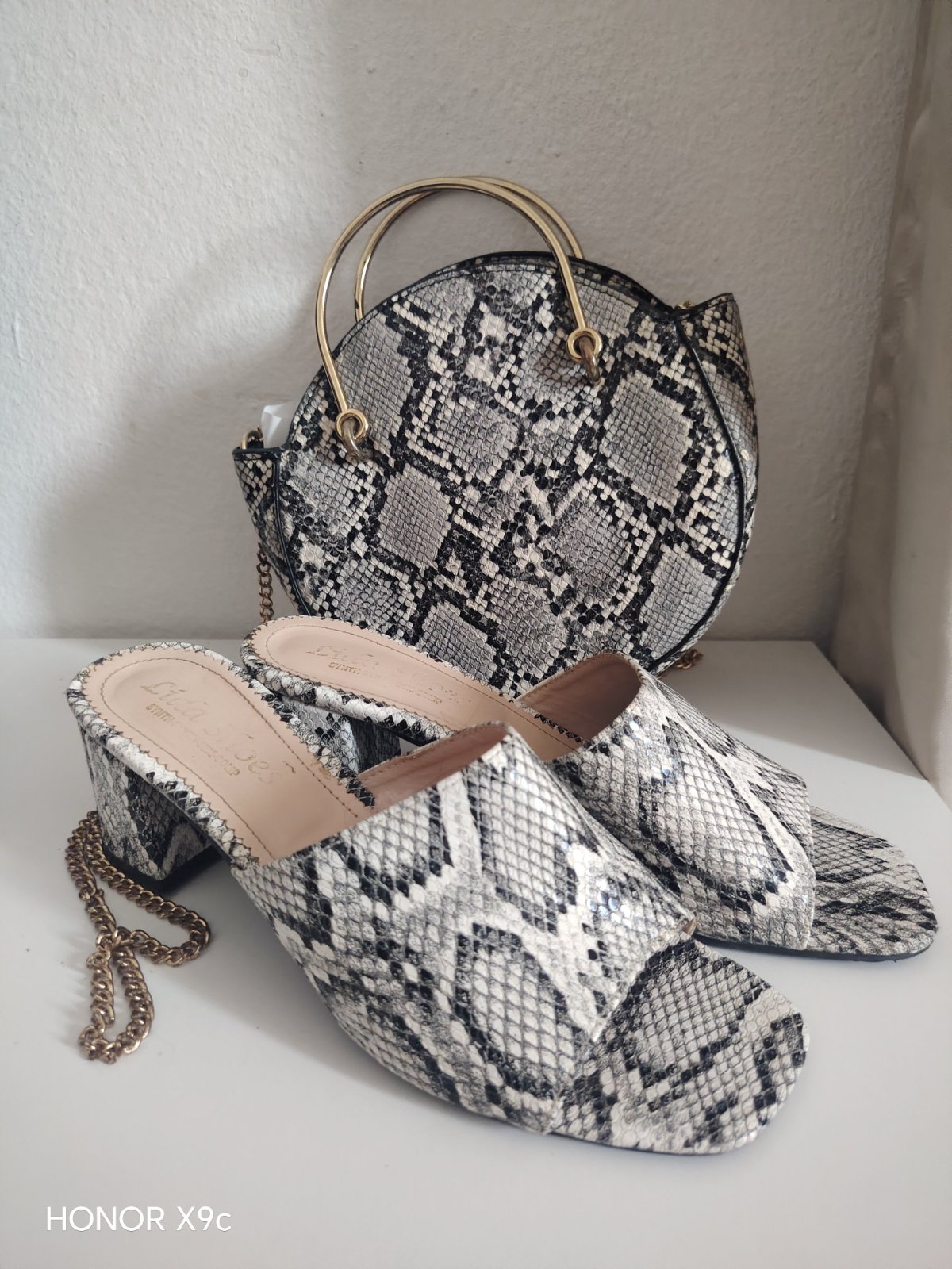 Lot mules et sac Mango python