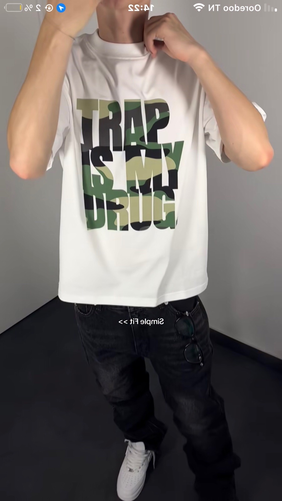 T-shirt blanc oversized "TRAP IS MY DRUG"