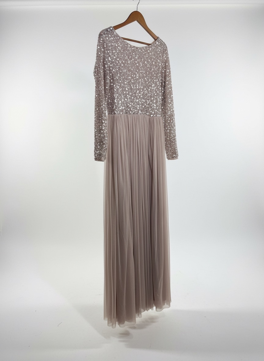 ✨ Robe de soirée élégante – Rose poudré à sequins ✨