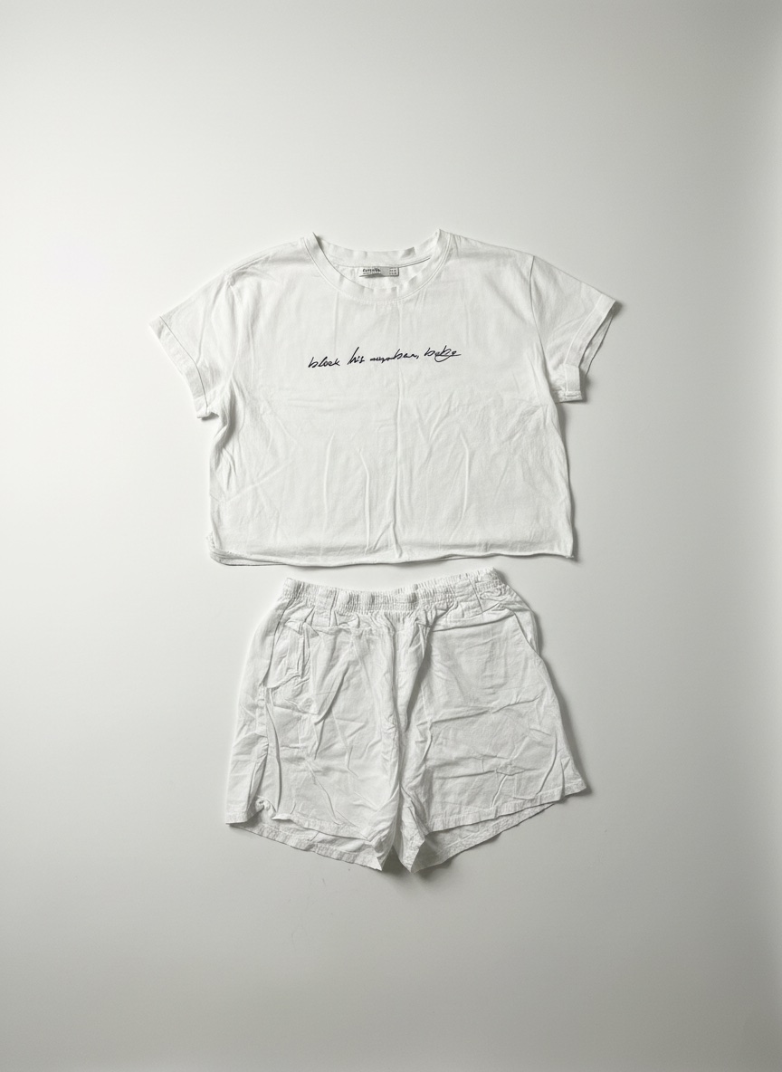 🤍 🤍 Ensemble blanc Bershka –Crop top & short ✨