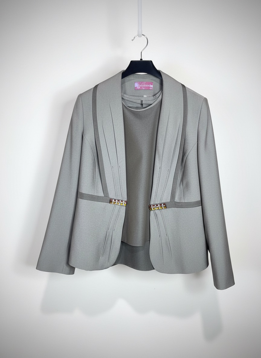 Ensemble tailleur gris élégant 3 pièces
