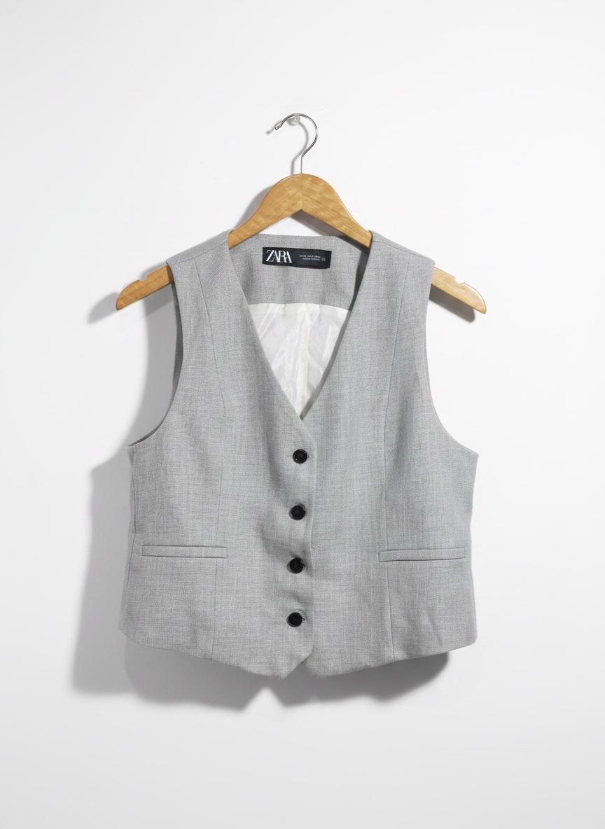 🩶 Gilet de tailleur Zara gris chiné – Taille M