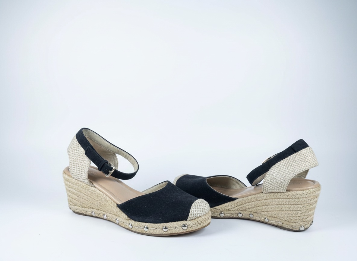 👡 Espadrilles compensées noires à bride