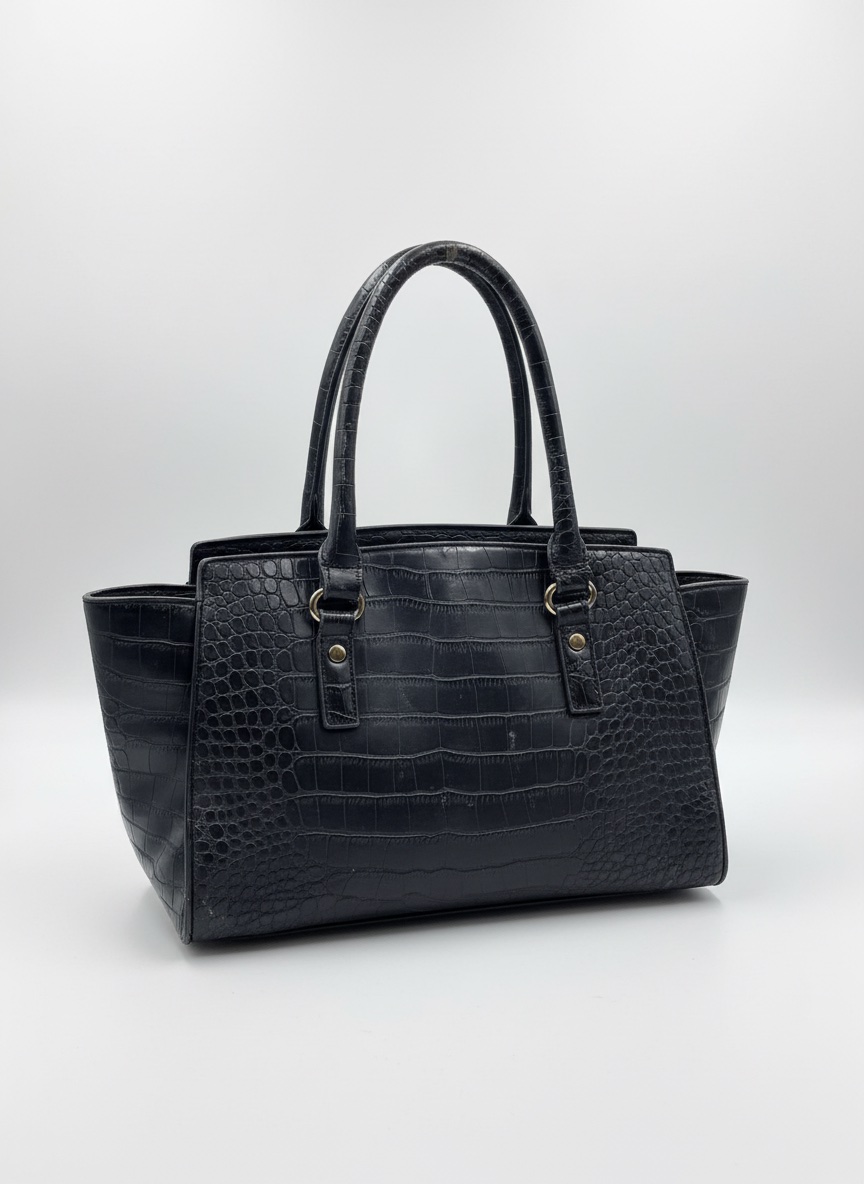 🖤 Sac à main effet croco noir chic & intemporel ✨
