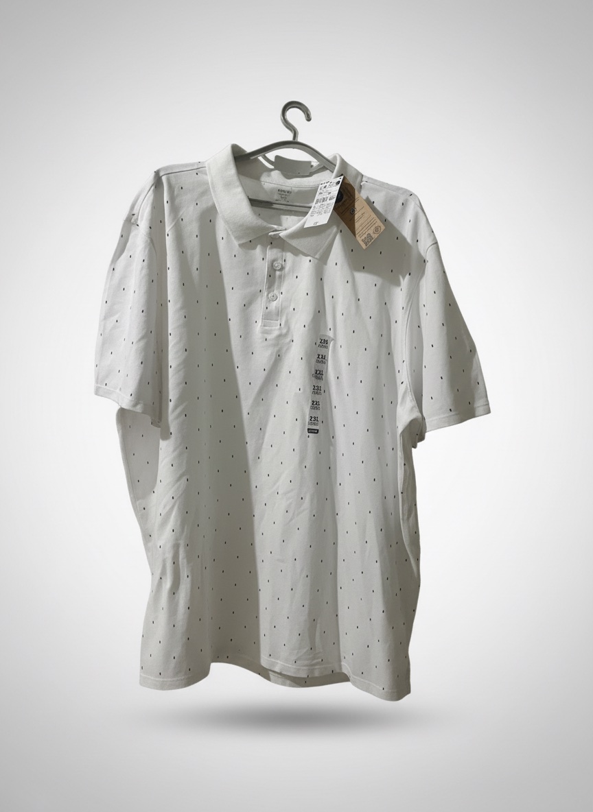 👕🤍✨ Polo KIABI Blanc à Motifs – Taille XXL – Neuf avec Étiquette