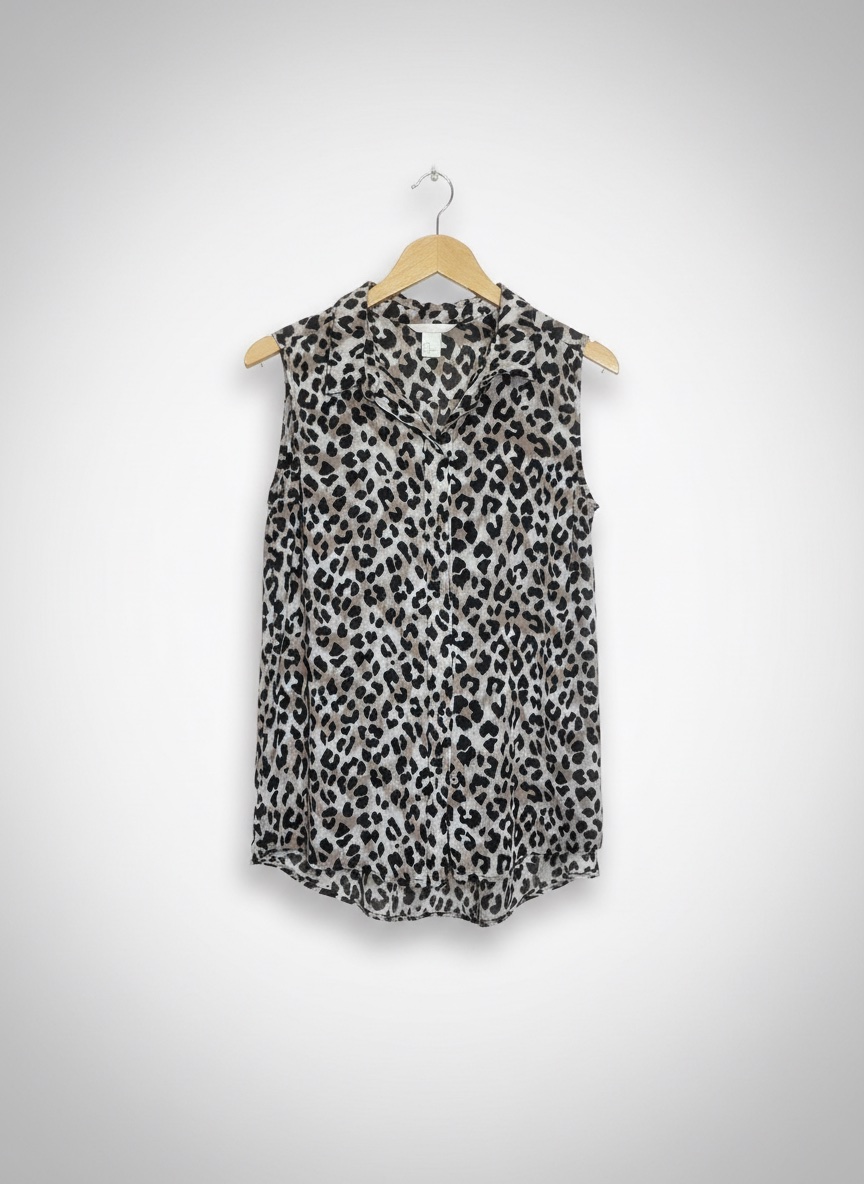 🖤 Débardeur fluide imprimé léopard gris & noir – Élégant et tendance 🐆✨