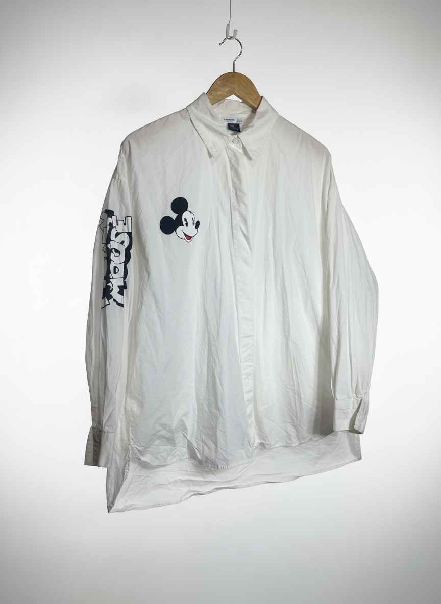 Chemise Stradivarius x Disney Mickey Mouse blanche – Taille L