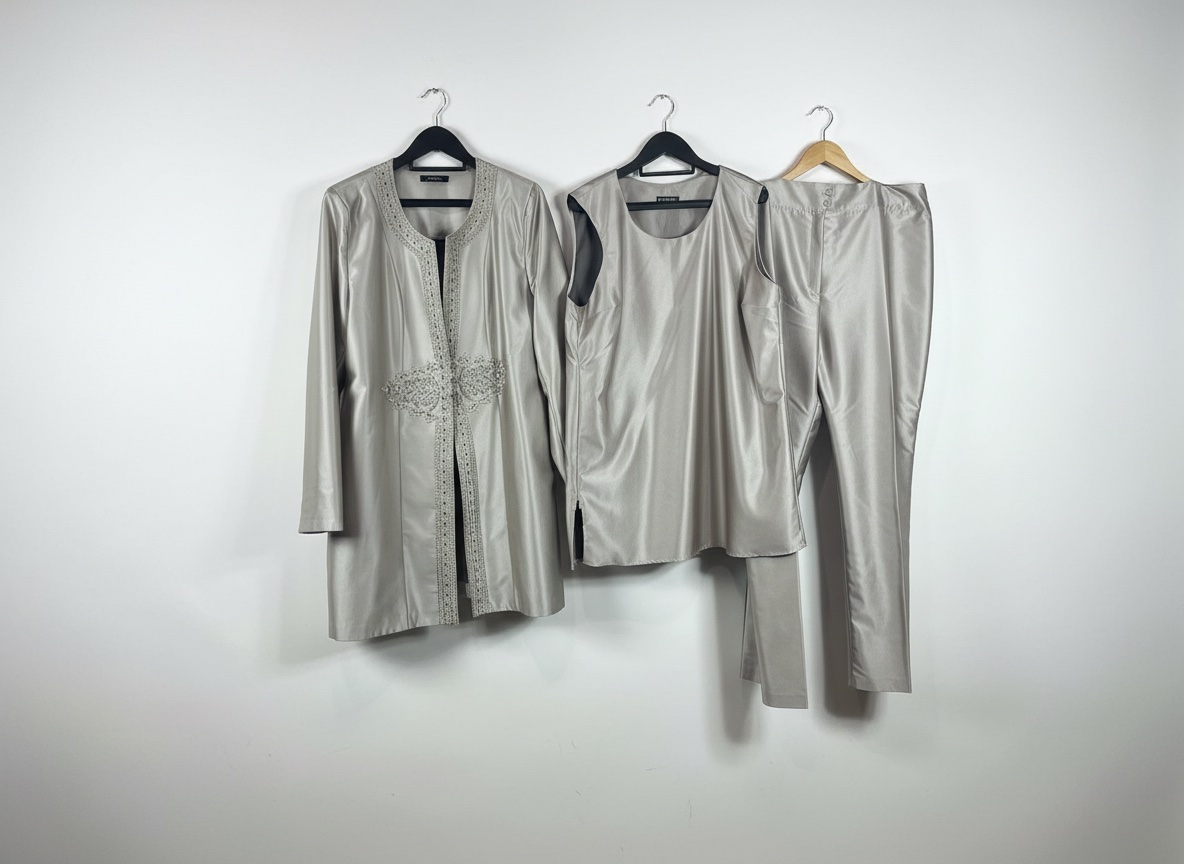 Ensemble femme gris argent satiné – Taille 48