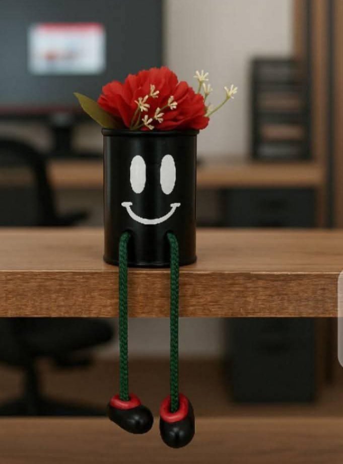 Vase smile avec fleur artificielle 