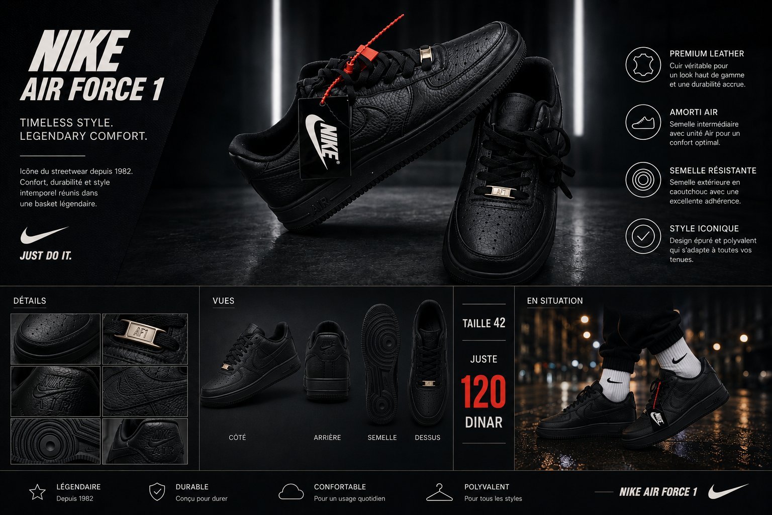 Nike air force 1 triple black 
