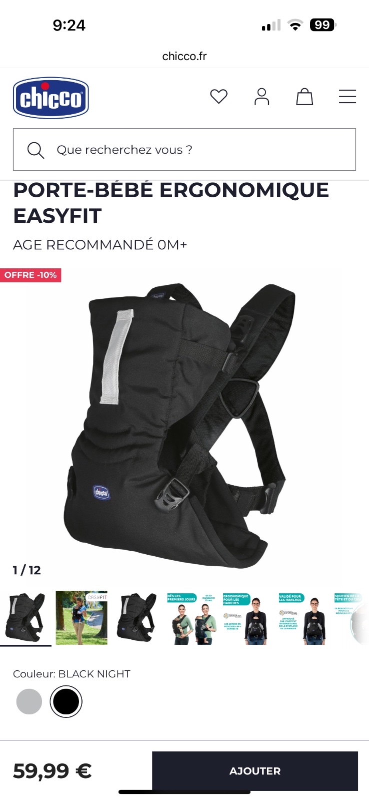 Porte bébé easyfit chicco