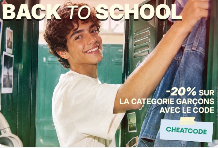 Code promo 20% article garçon