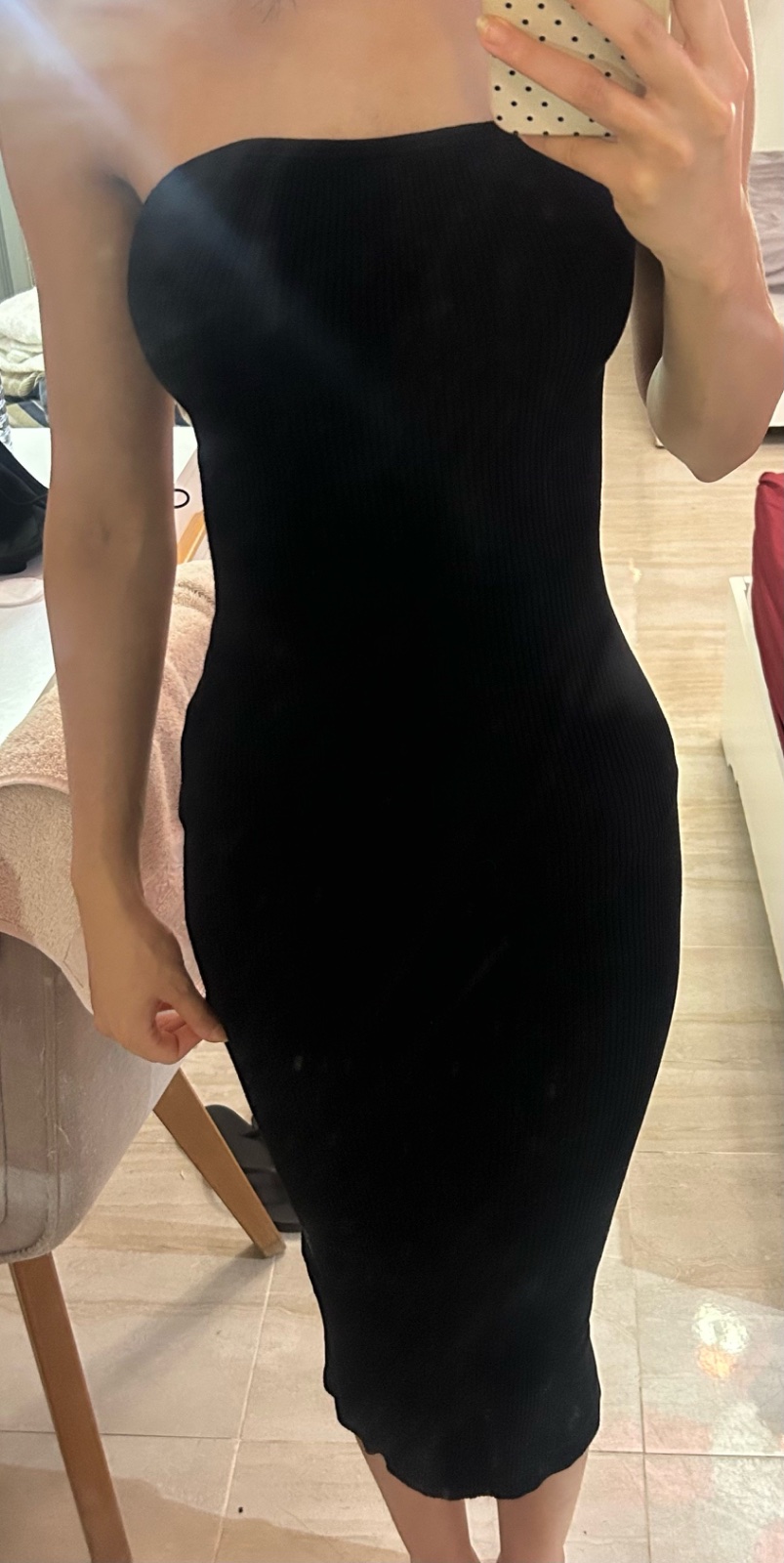 Robe bustier noire mi-longue